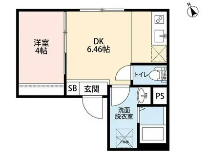 SPOY戸越銀座(1DK/2階)の間取り写真