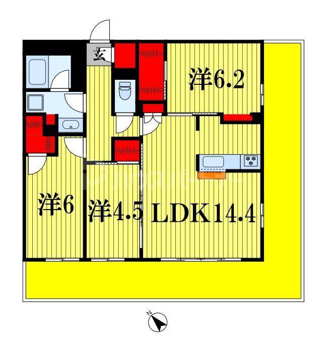 センチュリー千葉みなと(3LDK/5階)の間取り写真
