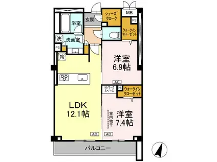 プライム フォレスト 百合ケ丘(2LDK/2階)の間取り写真