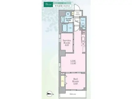 ロレーヌ東陽(1SLDK/2階)の間取り写真