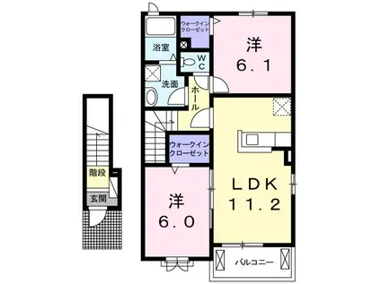 マーベラス・ブライト(2LDK/2階)の間取り写真