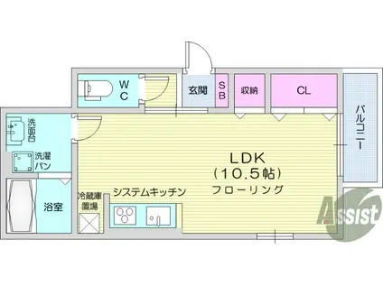 BAMBI北三番丁(ワンルーム/3階)の間取り写真