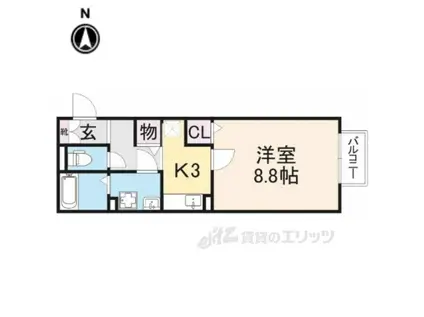 クレアコートAB(1K/1階)の間取り写真