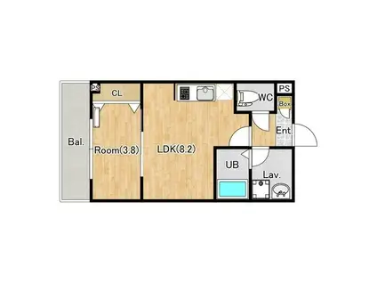 ジーメゾン伊勢原カエルム(1LDK/3階)の間取り写真