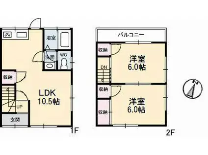 神垣是彦アパート(2LDK/2階)の間取り写真