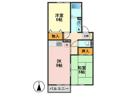 チェリーハウス(2DK/2階)の間取り写真