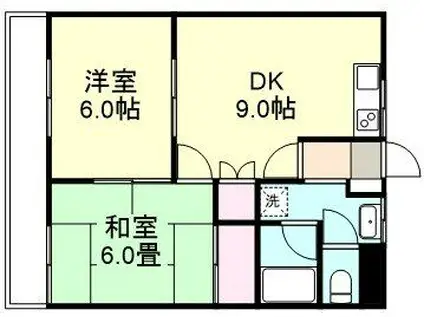 ミレニアム II(2DK/1階)の間取り写真