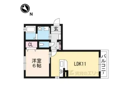 シャーメゾンリーリエ E(1LDK/1階)の間取り写真