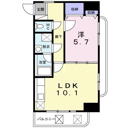 アズビオス元城(1LDK/4階)の間取り写真
