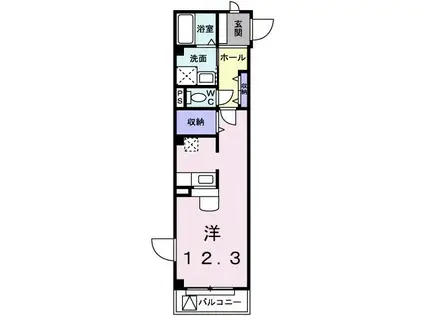 トゥリパーノ(ワンルーム/2階)の間取り写真