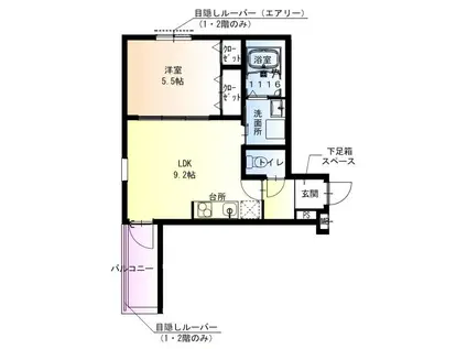 フジパレス松ノ浜(1LDK/3階)の間取り写真