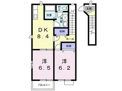 ミルトしらさぎ(2DK/2階)の間取り写真