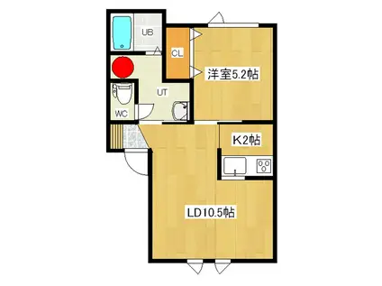 RAFFINEII(1LDK/2階)の間取り写真