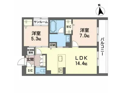 ポルターナII(2LDK/2階)の間取り写真