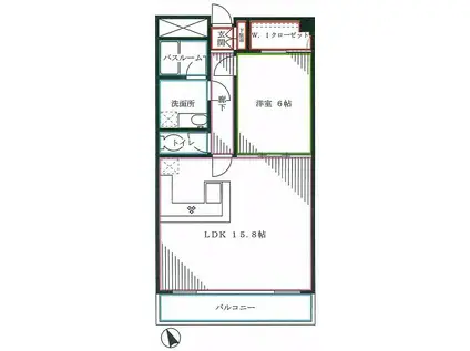 ARONIA アローニア(1LDK/2階)の間取り写真