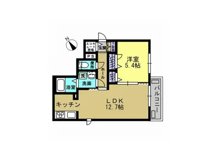 CAPEFOREST(1LDK/1階)の間取り写真