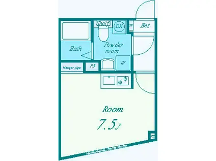 ローレル豊町(ワンルーム/2階)の間取り写真