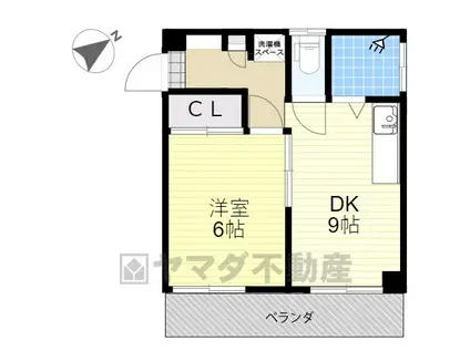 上の山ハイツ(1LDK/2階)の間取り写真