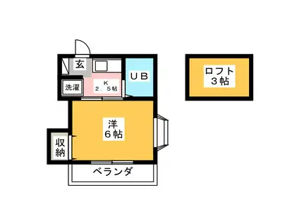 イーストヒルINO(1K/2階)の間取り写真