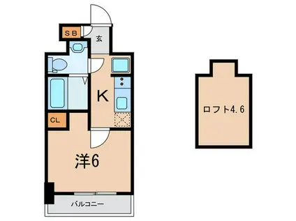 エステムコート神戸県庁前IVGRANDIO603(1K/6階)の間取り写真