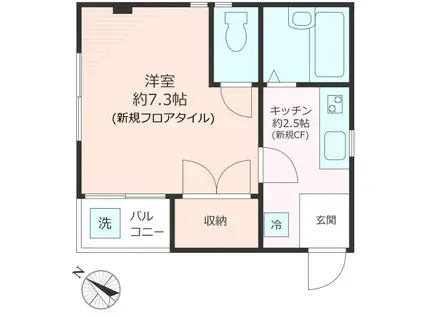 高橋ハイツ(1K/3階)の間取り写真