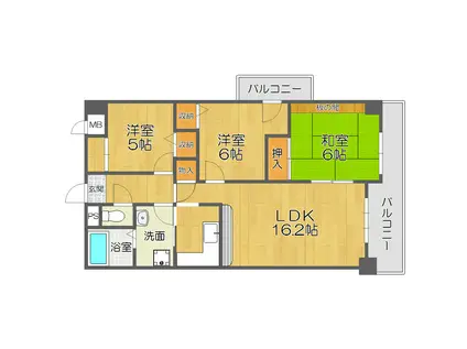 ボンシックコロニーI番館(3LDK/5階)の間取り写真