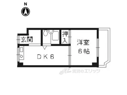 アルカディア壬生(1DK/2階)の間取り写真