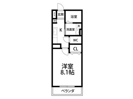 バリューII(1K/5階)の間取り写真