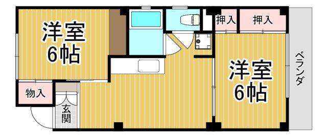 高倉マンション(2LDK/2階)の間取り写真