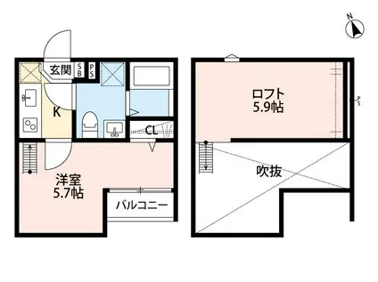 ルーチェ東大宮(1K/1階)の間取り写真