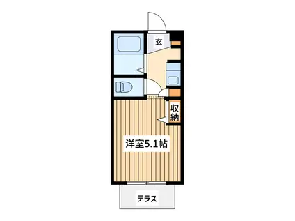 ジーエーヒルズ日吉B棟(1K/1階)の間取り写真