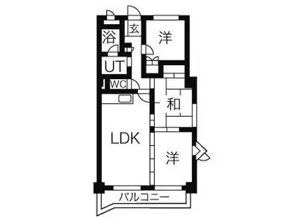グリーンヒルズ白山(1LDK/4階)の間取り写真