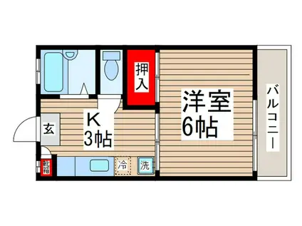 ウィステリア幕張(1K/2階)の間取り写真