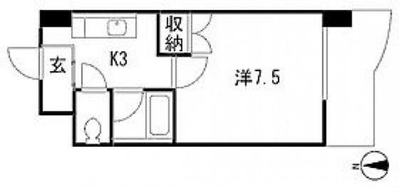 ロイヤル山口II(1K/3階)の間取り写真