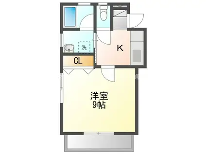 グリーンヒルズ II(1K/2階)の間取り写真