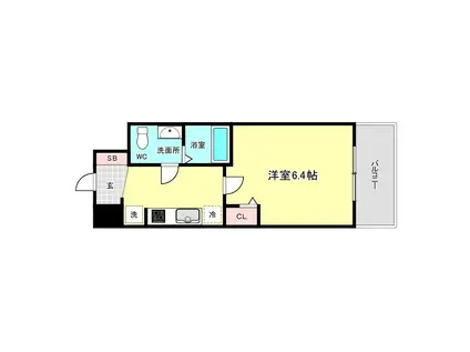 エグゼ大阪DOME CITYシエル(1K/2階)の間取り写真