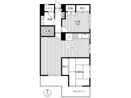 フレンドリーオーク中島(2LDK/8階)の間取り写真