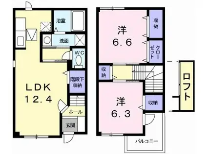 ル・シェール(2LDK/1階)の間取り写真