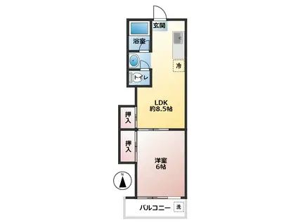 ハミング椿森(1LDK/2階)の間取り写真