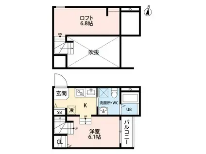 LUMI ES 大江(ワンルーム/2階)の間取り写真