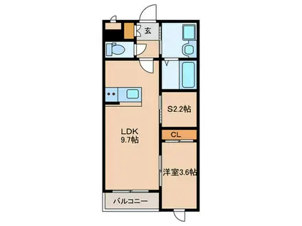 LIFEFIELD伊都(1SDK/1階)の間取り写真