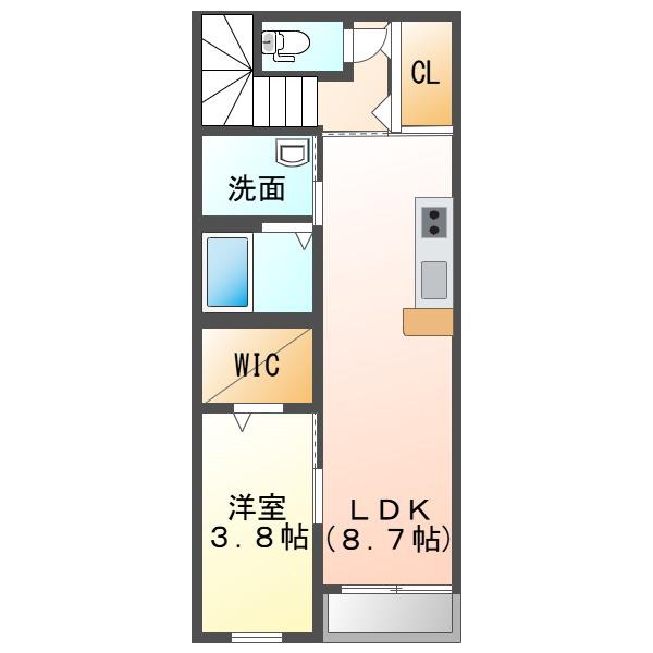 LEAD東仙台(1LDK/2階)の間取り写真