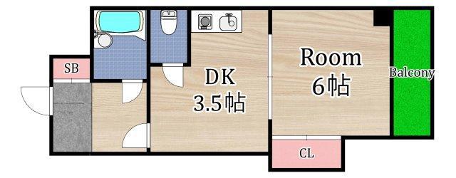 リブレ放出東(1DK/4階)の間取り写真
