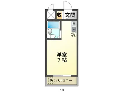 リッチライフ伊川谷I・II(ワンルーム/1階)の間取り写真