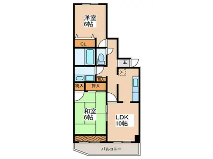 リバーパーク四つ木(2LDK/2階)の間取り写真