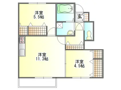 シュエットメゾン(2LDK/1階)の間取り写真