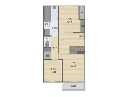 ビタミンテラス明石大久保(2LDK/3階)の間取り写真