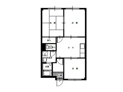 パークハイツ A棟(3DK/1階)の間取り写真