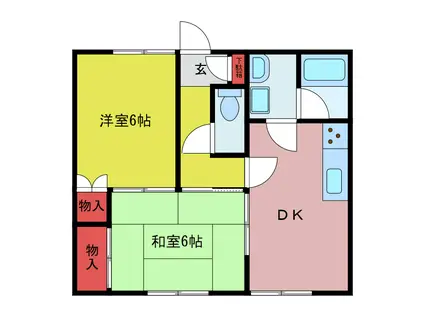 コーポヤマギワ(2DK/1階)の間取り写真
