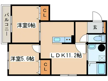 ハイツ和幸札幌(2LDK/2階)の間取り写真